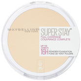 Maybelline Super Stay poudre haute couverture — emballage visible pour une couvrance durable et portable.
