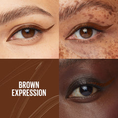 MAYBELLINE brun, échantillon uniforme prêt pour un look graphique.