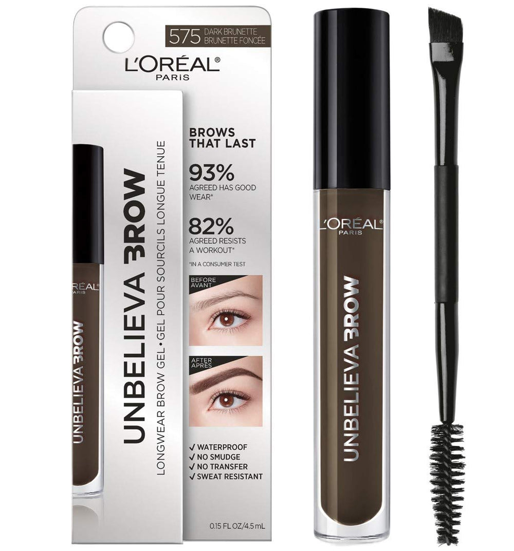 Maybelline Unbelieva-Brow gel teinté brun foncé avec brosse précise pour sourcils définis