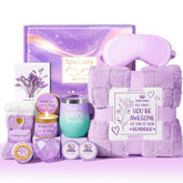 MAYICIVO coffret bien-être lavande avec couverture, idéal pour une soirée détente.