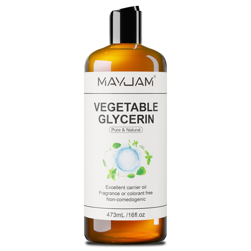 MAYJAM Glycérine végétale pure en bouteille 473 ml, hydratation douce pour la peau.