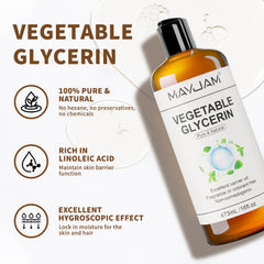 MAYJAM Glycérine végétale pour peau, favorise hydratation quotidienne et douceur.