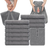 MAYOKEN serviettes visage U-forme gris montrant le confort et la couverture.