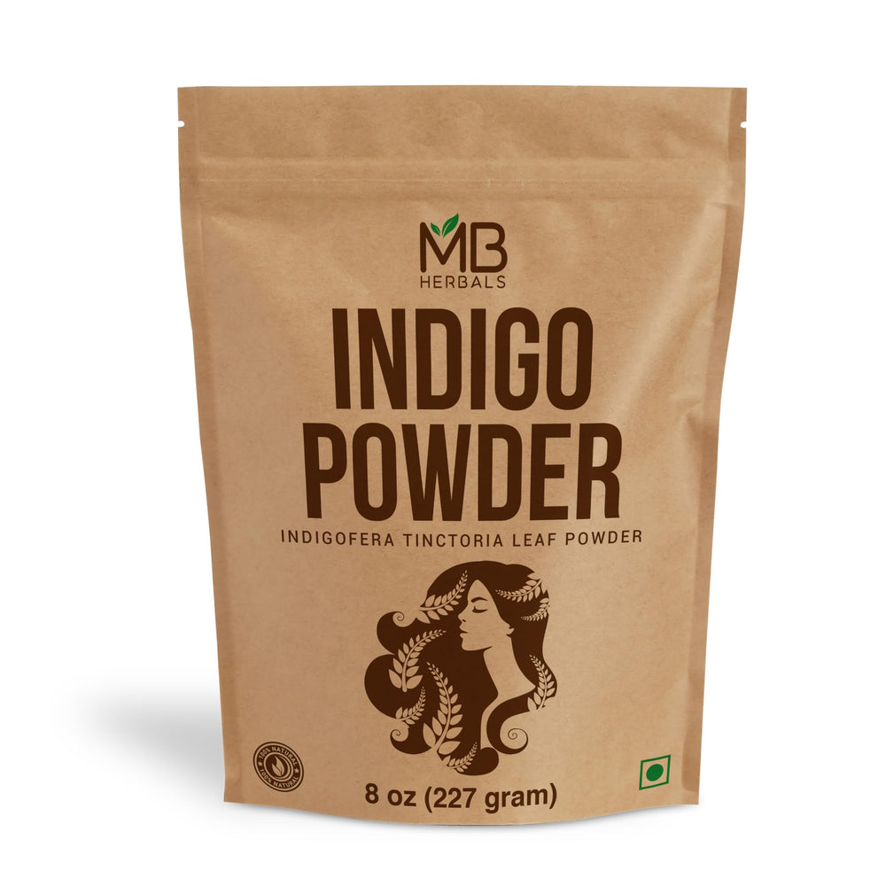MB Herbals Indigo Powder emballage pratique pour coloration capillaire naturelle.