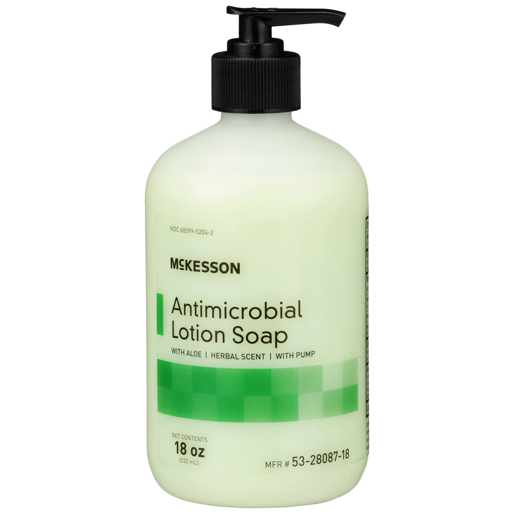 McKesson Lotion mains antimicrobienne Aloe, bouteille-pompe 18oz pour mains propres et hydratées.