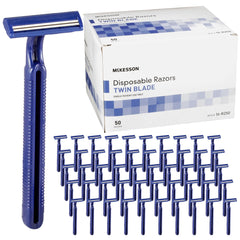 Rasoir jetable McKesson à double lames pour une coupe efficace.