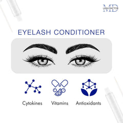 Cils paraissant plus longs grâce au sérum nourrissant MD Lash Factor.