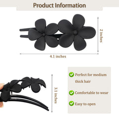 Mdscve Pinces Flower Flat noire, style chic et maintien sûr pour cheveux épais.