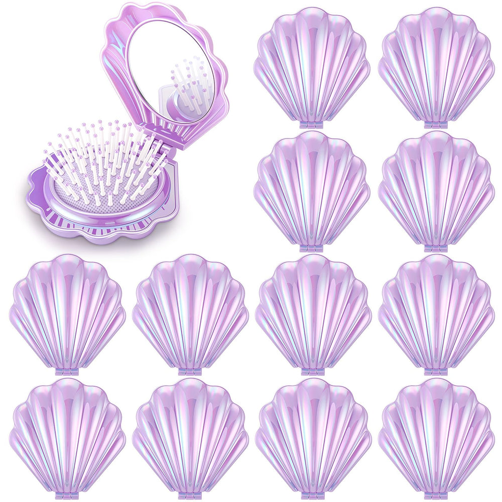 Meanplan brosse-cheveux coquille sirène pliable avec miroir prête pour retouches en déplacement.