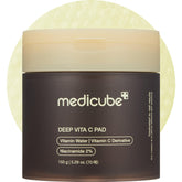 medicube deep vita c – coton tonifiant relief visage pour exfolier en douceur et lisser la peau.