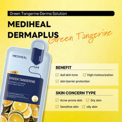 Synergie panthenol et hyaluron Mediheal Dermaplus Green Tangerine pour apaiser et hydrater.