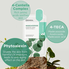 Mediheal feuille masque vegan biodégradable pour routine respectueuse de l'environnement.