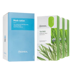 Mediheal masque arbre à thé, emballage jumbo pratique pour une routine économique.