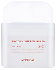Mediheal Phyto-Enzyme Peeling Pad, packshot, peau plus nette après utilisation.