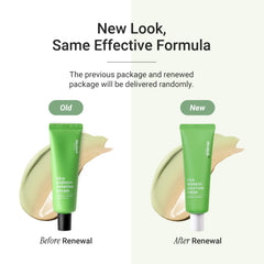 Meebak Cica Redness Solution Cream - teinte verte devient beige lors de l’application.