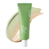 Meebak Cica Redness Solution Cream - tube montrant le correcteur vert qui neutralise les rougeurs.