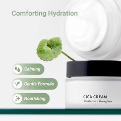 Meebak Cica Cream, texture légère: absorption rapide sans fini gras.