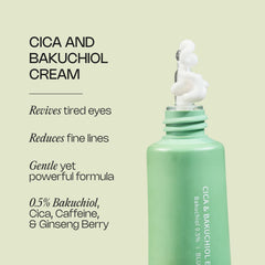 Meebak crème yeux cica, texture nourrissante pour contour délicat.