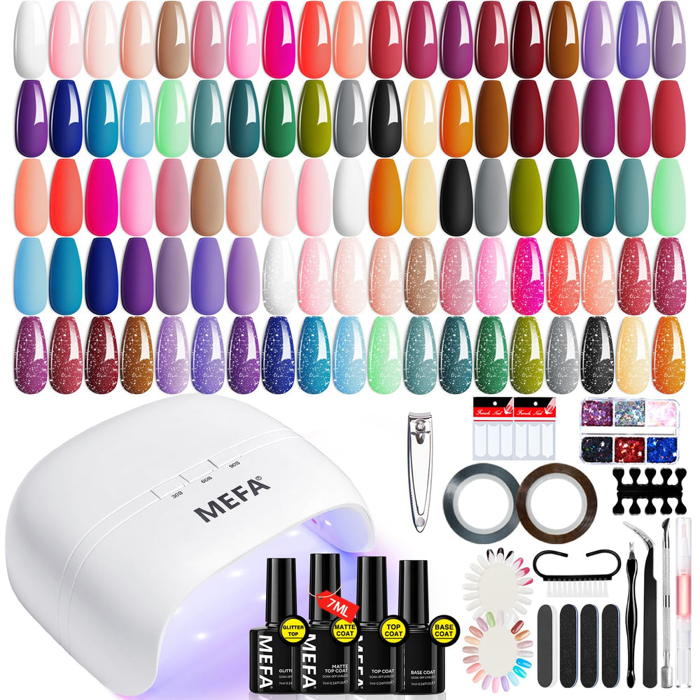MEFA kit vernis gel avec lampe LED 72W prêt pour manucure rapide