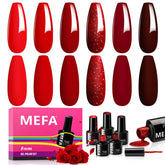 MEFA vernis gel rouge bordeaux – ensemble de bouteilles, éclat durable