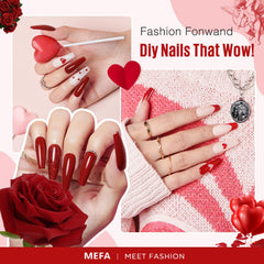 MEFA vernis gel rouge bordeaux paillettes – flacon lumineux