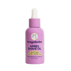 Megababe Après Shave Oil – bouteille pipette pour une application précise après rasage.
