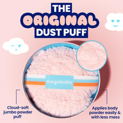 Megababe pouf poudre application multi-usages pour poudres et maquillage.