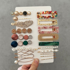 Barrettes Mehayi résine acrylique motif géométrique pour look moderne