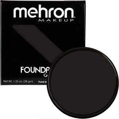 Mehron Greasepaint noir en flacon 1,25 oz, couvrance scénique professionnelle.