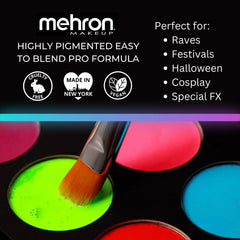 Texture hydrique de Mehron Paradise FX Neon UV Glow offrant une application fluide.
