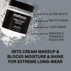 Mehron Poudre libre, tamis amovible facilitant l’application et l’absorption de l’humidité.