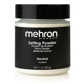 Mehron Poudre Setting Libre 1oz neutre dans son conteneur, prêt à l'emploi.