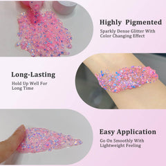MEICOLY Chameleon Rose Bébé – paillettes sur corps pour brillance légère et durable