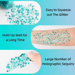 Meicoly application paillettes sur cheveux, look rapide et glamour.