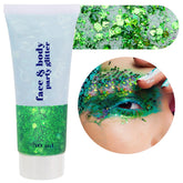 MEICOLY glitter visage vert: éclat durable pour le maquillage du visage.