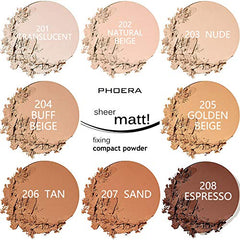 Meifen Poudre Matte 204 beige buff : couvrance équilibrée et fini velouté.