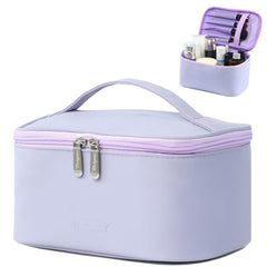 Meiyuuo sac maquillage lavande ouvert — organisation facile pour vos produits de beauté en voyage