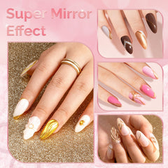 MelodySusie poudre chrome argent pour un éclat métallique sur ongles.