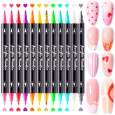 Stylo d'art des ongles MelodySusie, 12 couleurs, double pointe pour détails nets.