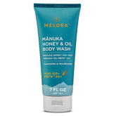MELORA Bouteille Gel Douche Miel Manuka : hydratation douce pour peau sensible.