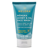 MELORA Manuka Miel - bouteille de nettoyant visage, hydratant et démaquillant.