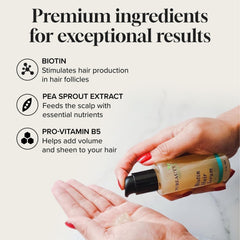 Ingrédients premium du sérum Biotine Meraz Pureauty pour nourrir les cheveux.