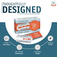 Lames MERKUR SUPER alignement précis, compatibles avec tous les rasoirs de sécurité standards.