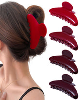 Pinces Mesovor en acrylique banane rouge, maintien sûr pour toutes les longueurs.