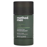 Déodorant Method Juniper Sage pour homme, stick, offre une fraîcheur longue durée.