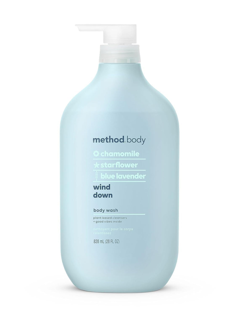 Method Wind Down: flacon visible, douceur hydratante pour la peau.