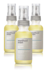 Method Men Beard Oil Sea + Surf – bouteille montrant soin rapide et brillance