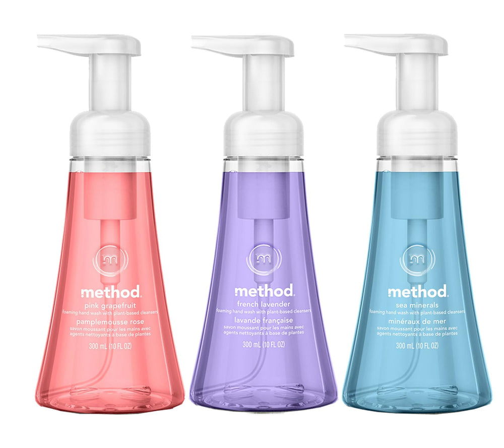 Method Savon Mousse Pamplemousse Rose, flacon vibrant, nettoyage en douceur et revitalisation des sens.