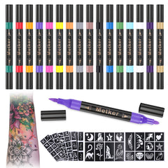 Marqueur Metker tatouage, pointe-brosse-double pour lignes nettes et précises