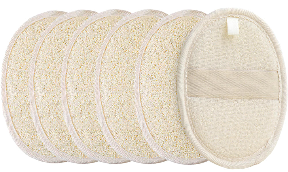 METLUCK éponges loofah naturelles pack 6 pour nettoyage en douceur.